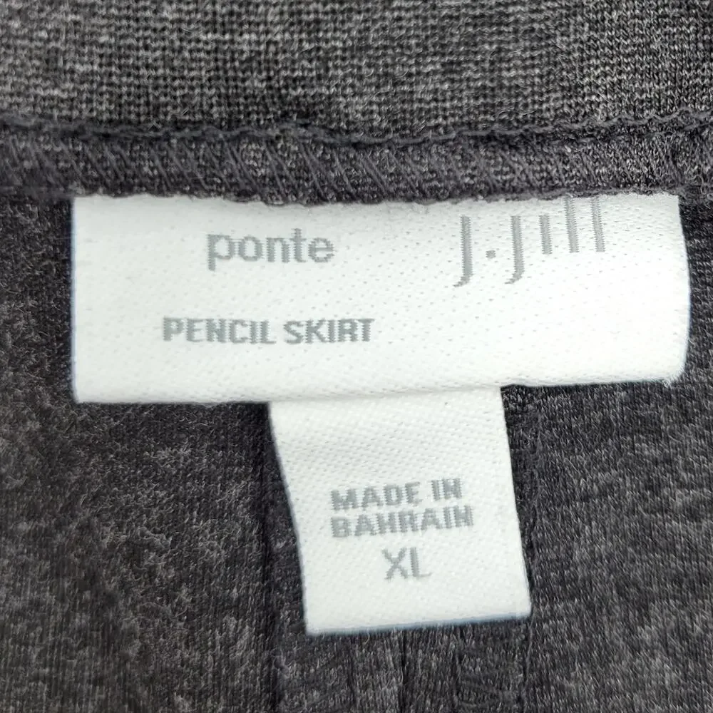 J Jill Pencil Skirt Women's XL Dark Gray Ponte Knit Pull On Fall Office Academia